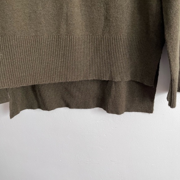 Revolve SWTR Olive Green Turtle Neck High Low Wool Cashme  Blend Soft Sweater - Picture 3 of 7